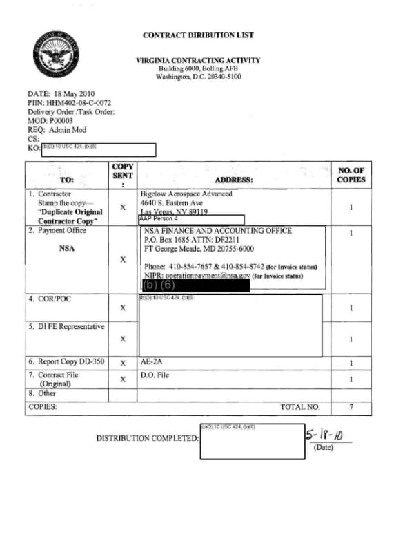 Page 1 of AAWSAP Contract Modification P00003, May 2010