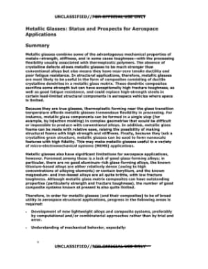 Page 5 of AAWSAP DIRD, Metallic Glasses for Aerospace Applications, December 2009